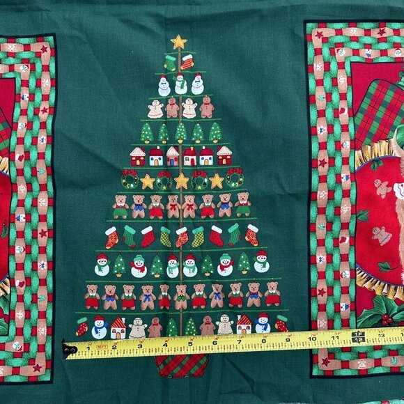 Springs Industries Christmas Bears Pillow Panel Fabric Red Green Gingerbread - Picture 9 of 9